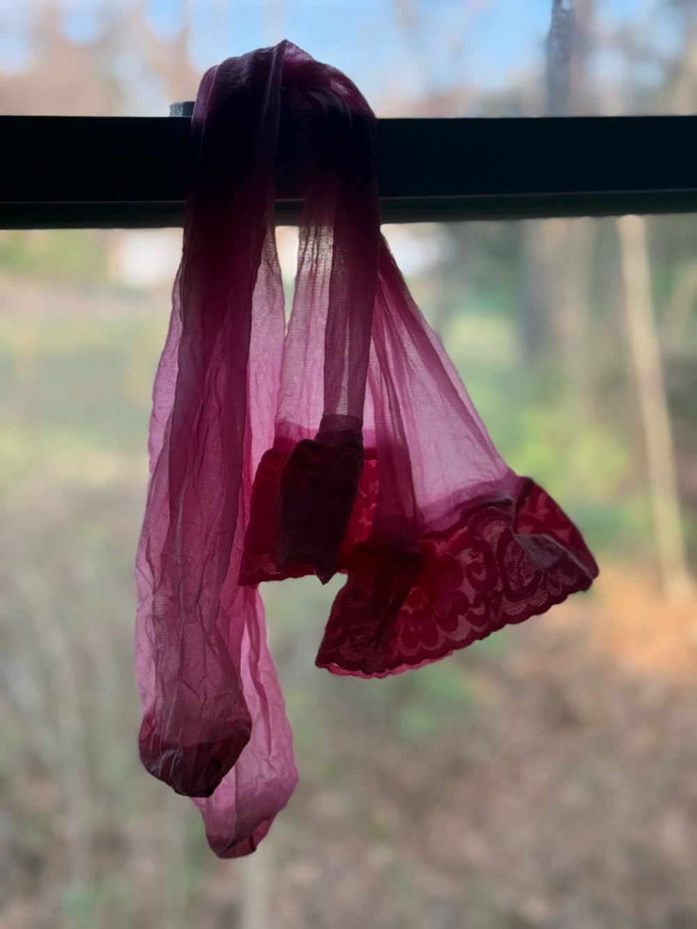 Sheer Pink Lace Top Thigh Highs 🌸